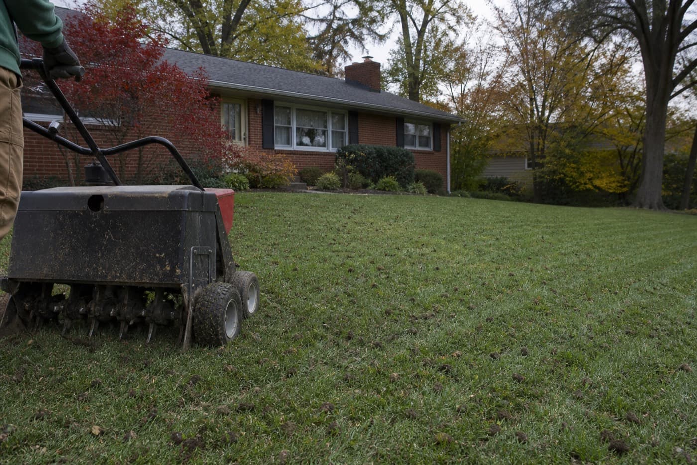 Professional core aeration and overseeding service in Radford, Blacksburg, and Christiansburg Virginia by Meadows Exteriors