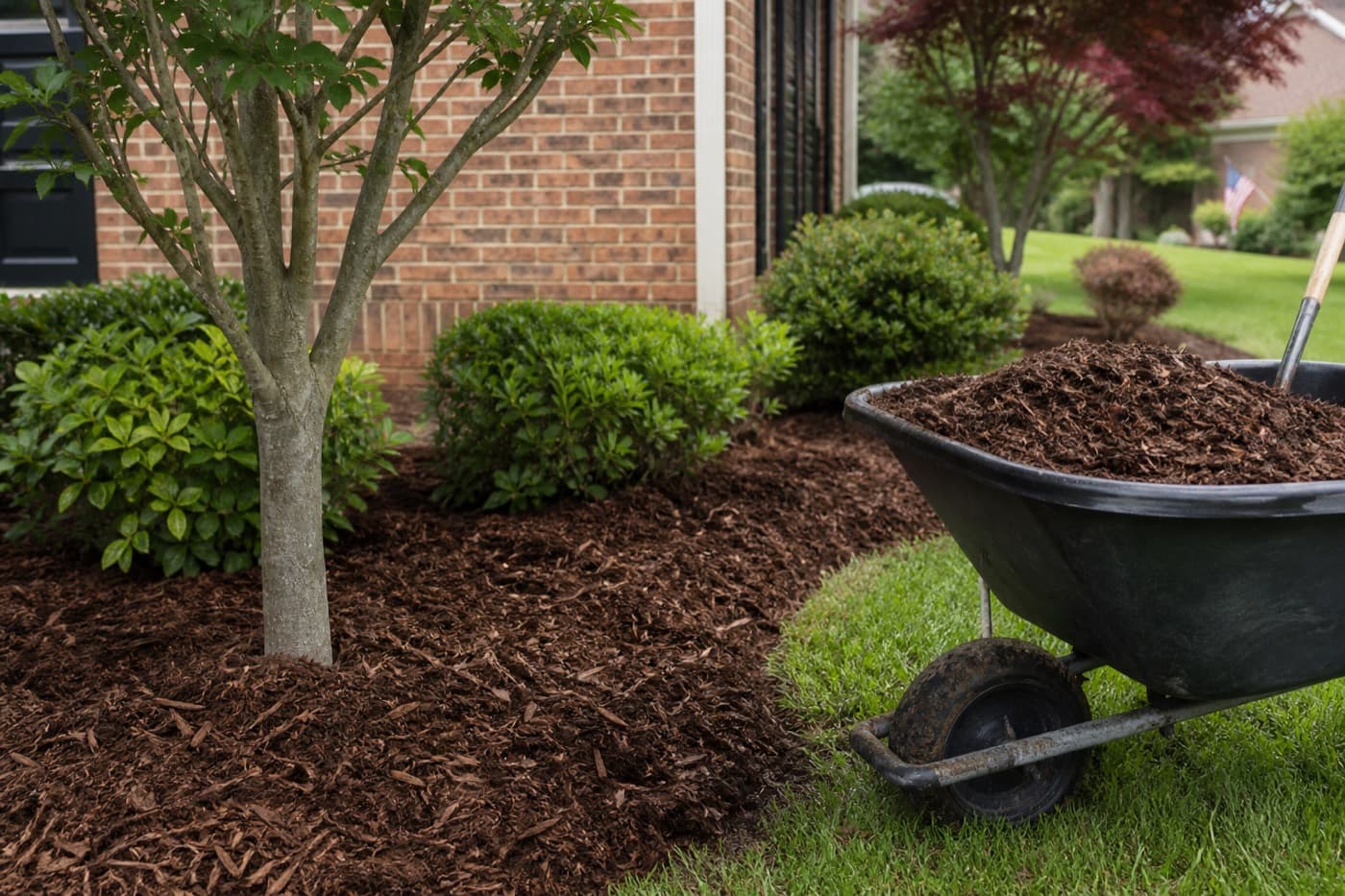 Professional mulching service in Radford, Blacksburg, and Christiansburg Virginia by Meadows Exteriors